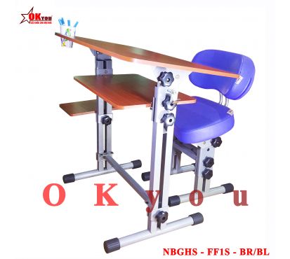 Bộ bàn ghế học sinh thông minh Okyou NBGHS FF1S BR-BL