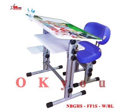 Bộ bàn ghế học sinh thông minh Okyou NBGHS FF1S W-BL