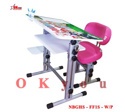 Bộ bàn ghế học sinh thông minh Okyou NBGHS FF1S W-P