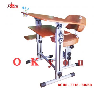 Bộ bàn ghế học sinh thông minh Okyou NBGHS FF1S BR-BR